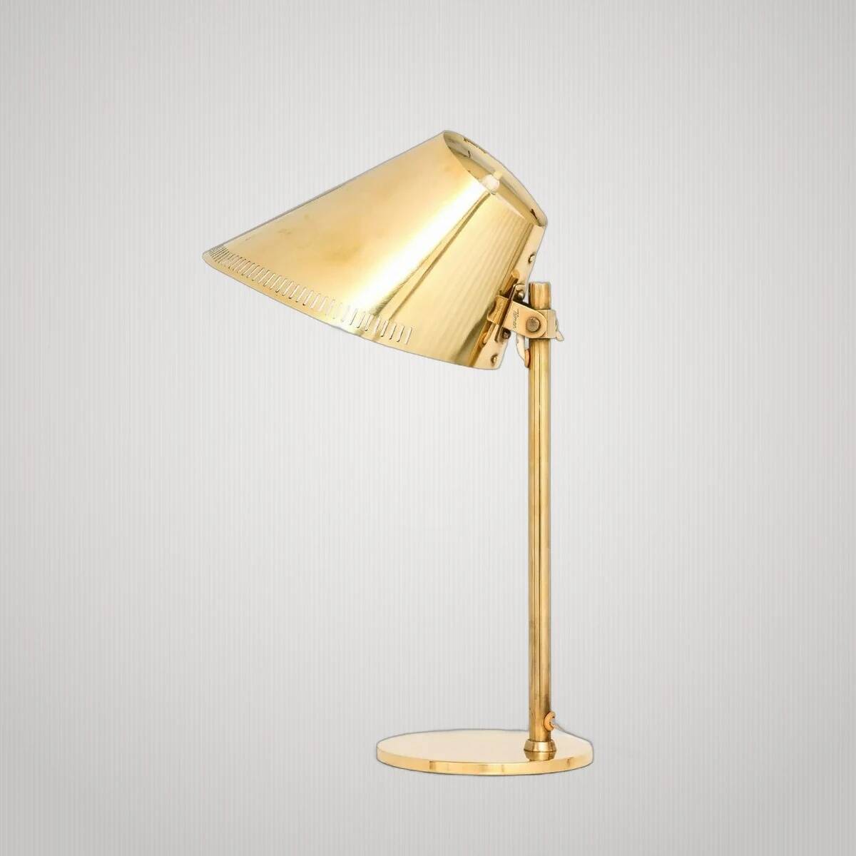 Brass table lamp by Paavo Tynell, 1950s mid-century modern.