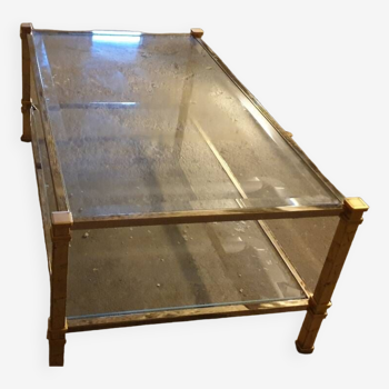 Glass and brass coffee table