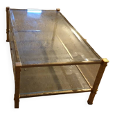 Glass and brass coffee table
