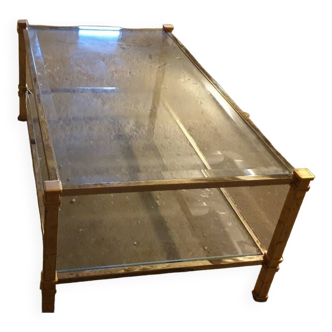 Glass and brass coffee table