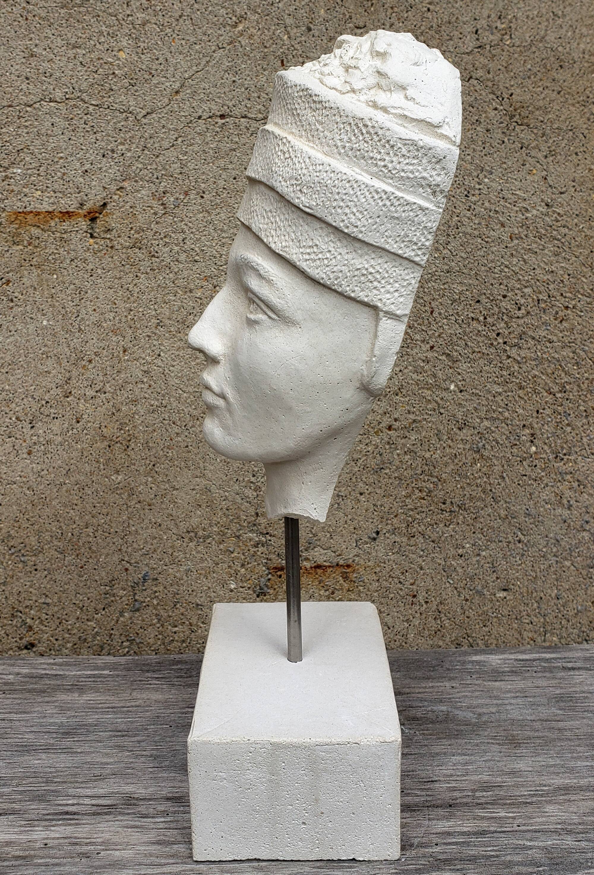Young girl's head in plaster
