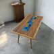 Rattan and ceramic coffee table, 60s