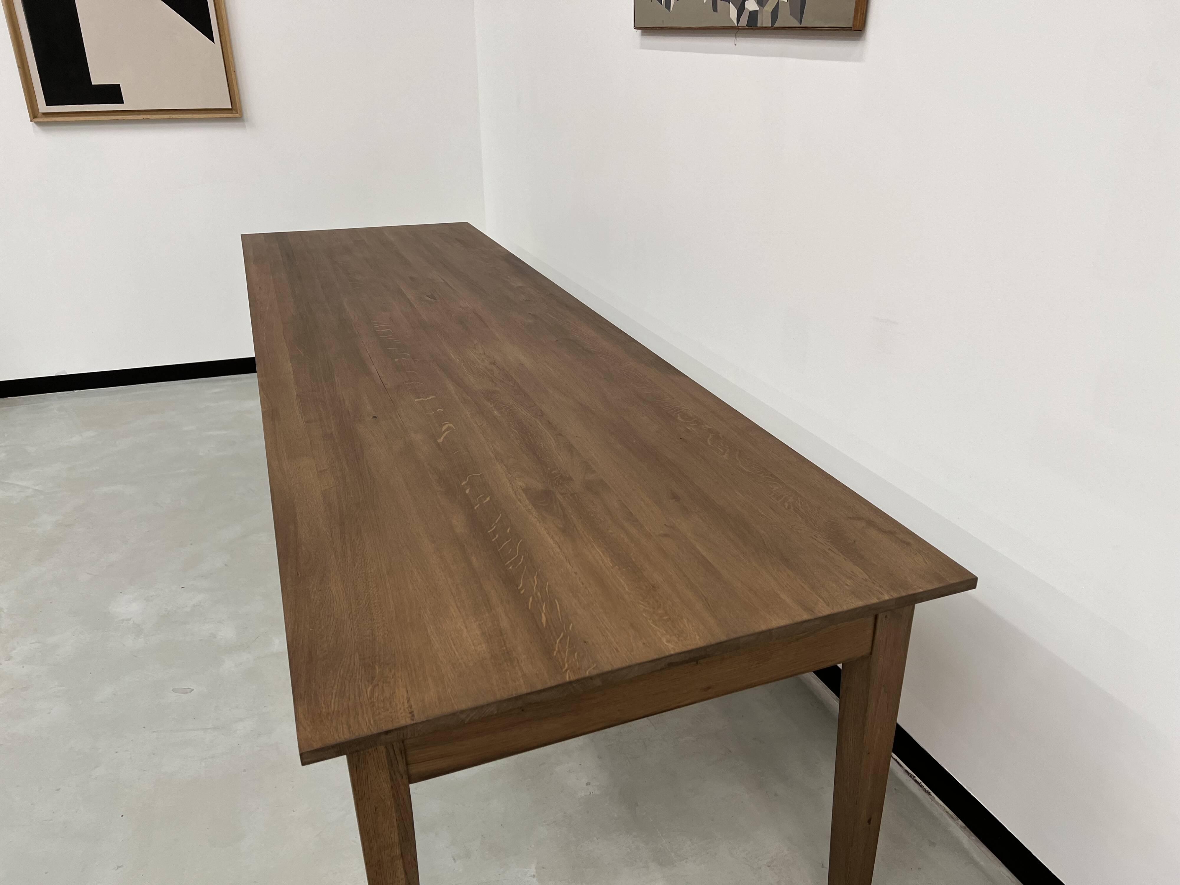 "Dark Brown" farmhouse table in solid oak, 300 x 90 cm