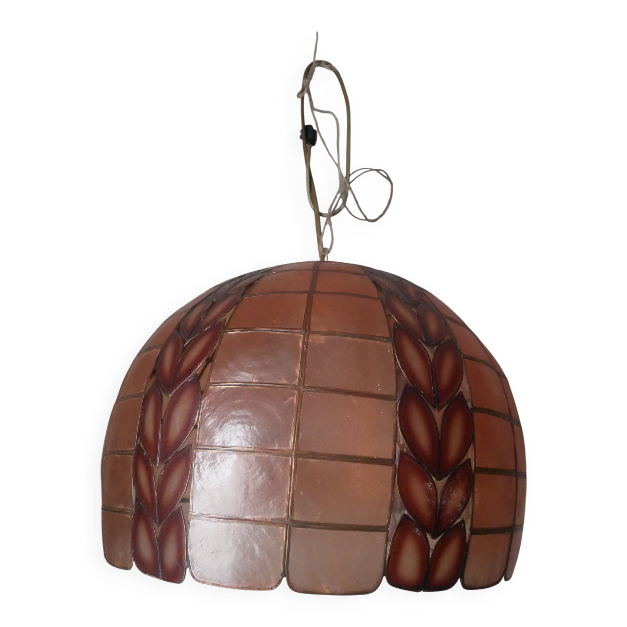 Mother-of-pearl brass pendant chandelier, bohemian country decoration, handcrafted