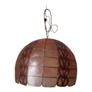 Mother-of-pearl brass pendant chandelier, bohemian country decoration, handcrafted