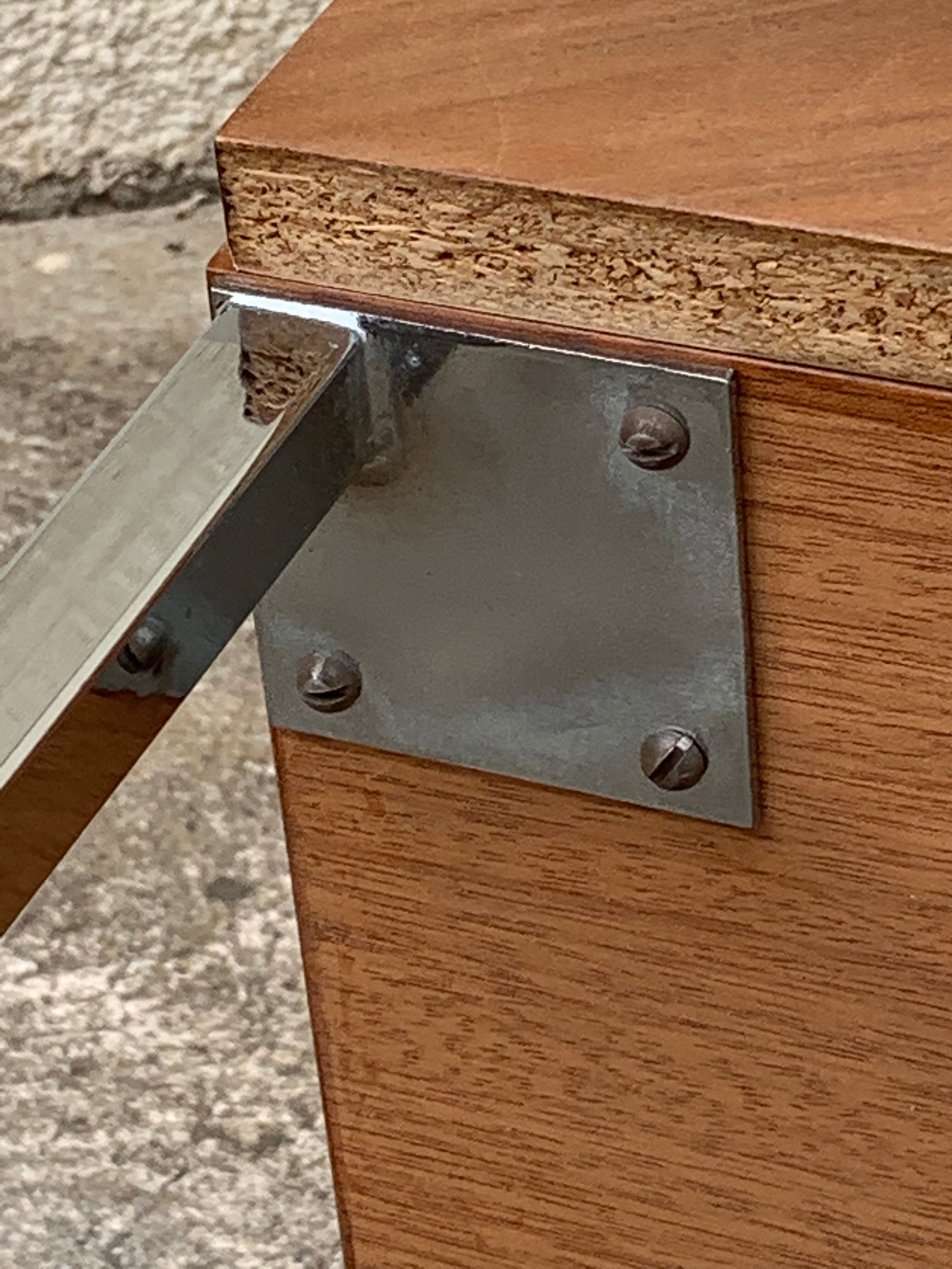 Vintage rosewood chest of drawers aluminum and chrome 1960