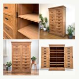 Armoire de notaire en chêne brut massif, 1920