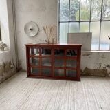 Mahogany sideboard with sliding glass doors