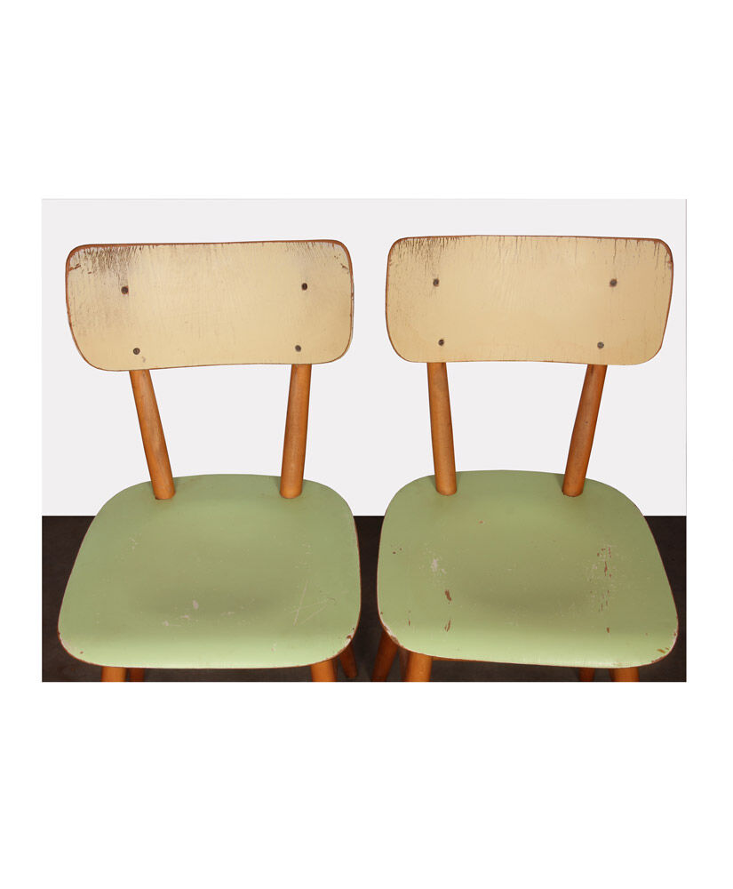 Pair of vintage wooden chairs for manufacturer Ton, 1960