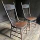 Pair of Antique Country Chairs with Carved Crest Rails | Vernacular Spindle