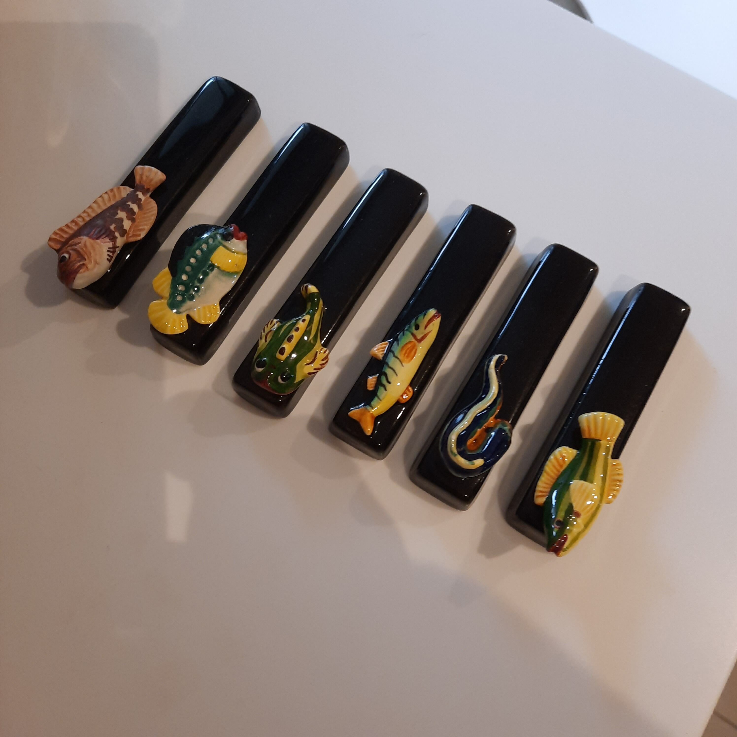 Set of 6 vintage ceramic knife holders from Vallauris