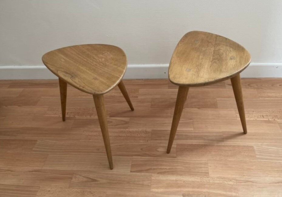 Duo of Tripods, 50s in oak