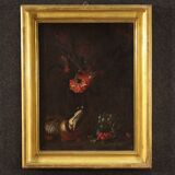 Antique 17th century still life with flowers and fruit