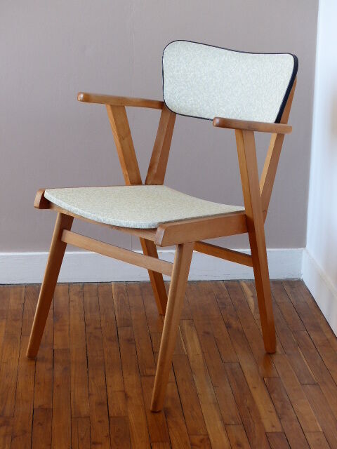 Pair of Bridge skai and wood chairs years 70's
