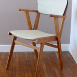 Pair of Bridge skai and wood chairs years 70's