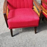 Pair of vintage armchairs red fabric