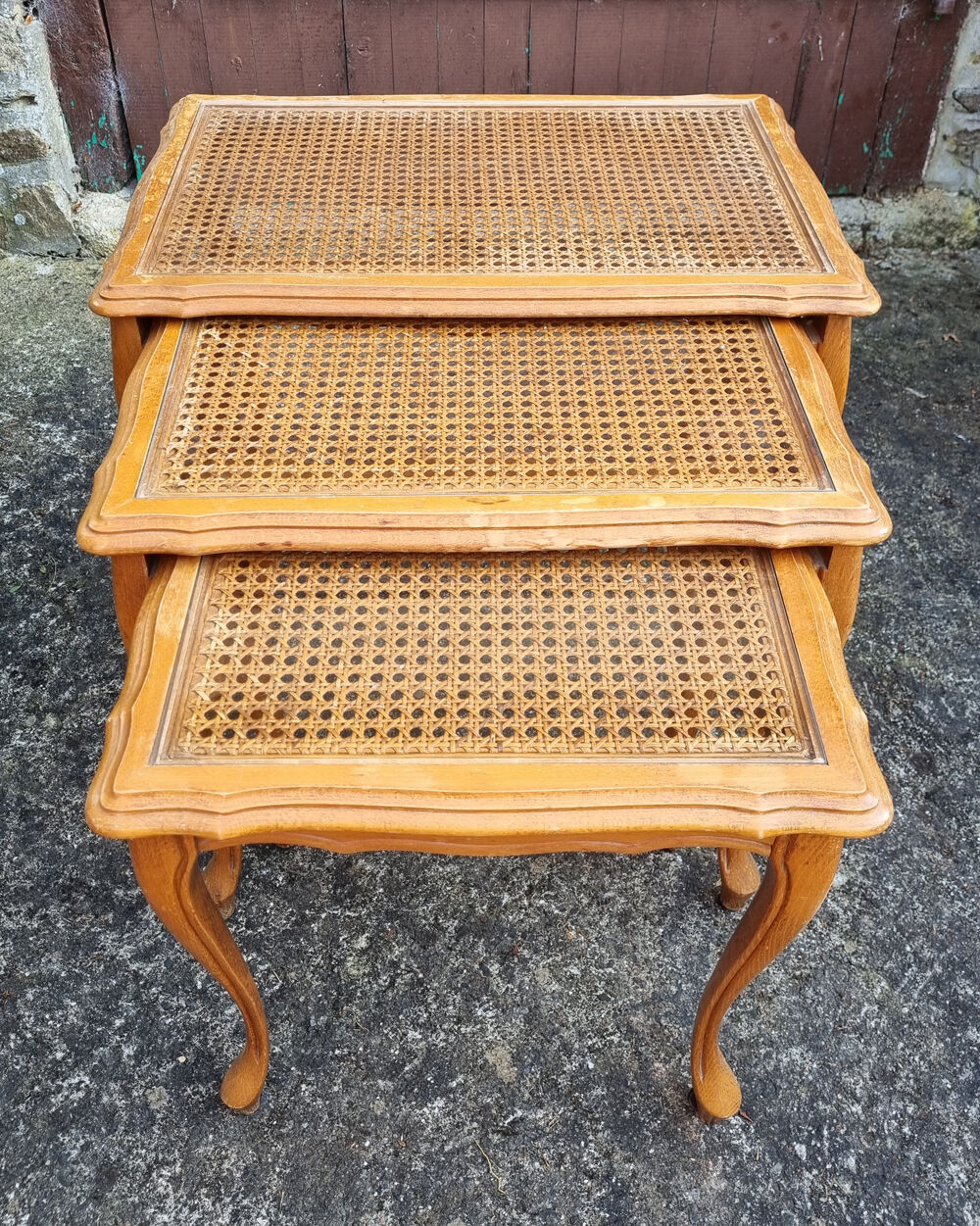 Louis XV style pull-out tables cannées, vintage, 60s