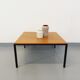 Vintage modernist square coffee table in teak and black metal from the 60s