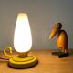 Bedside lamp vintage 60s tole enamelled opaline glass