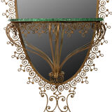 Mirror console by Pierre-Luigui Colli gold metal
