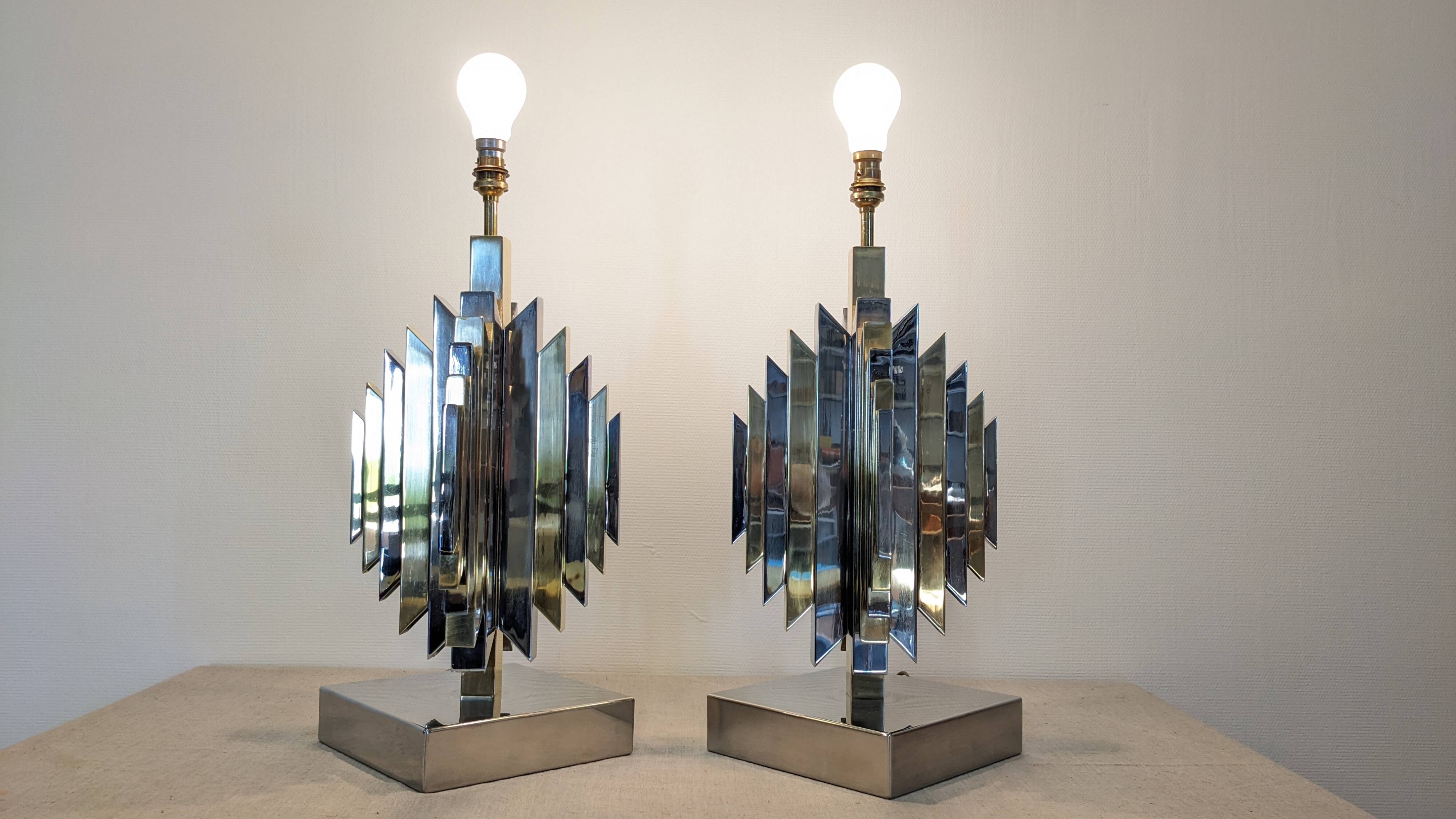 Paire de pieds de lampes Cactus par Les Ateliers La Boétie, France 1974