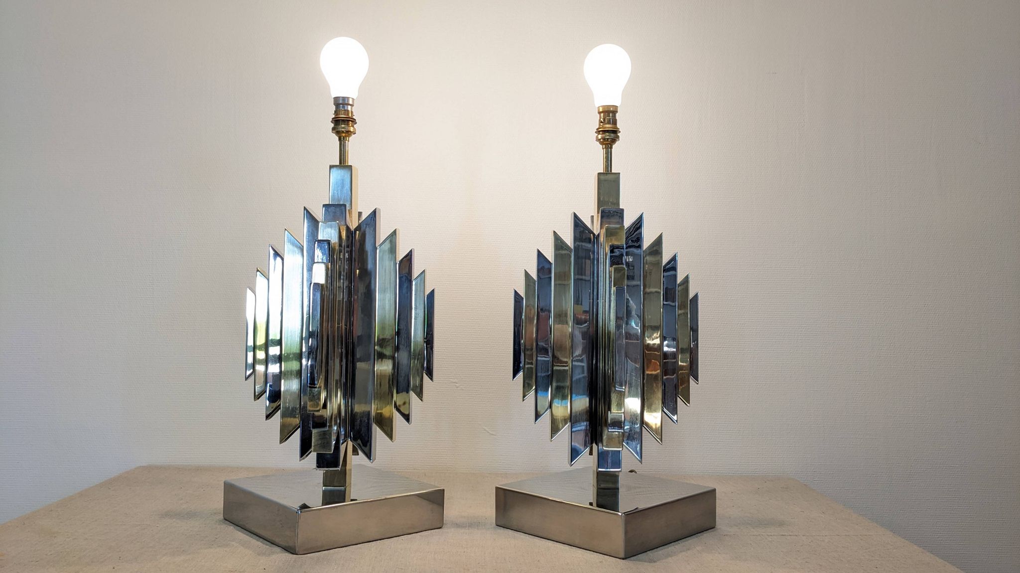 Pair of Cactus lamp bases by Les Ateliers La Boétie, France 1974