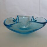 Murano turquoise blue glass trilobed empty pocket ashtray