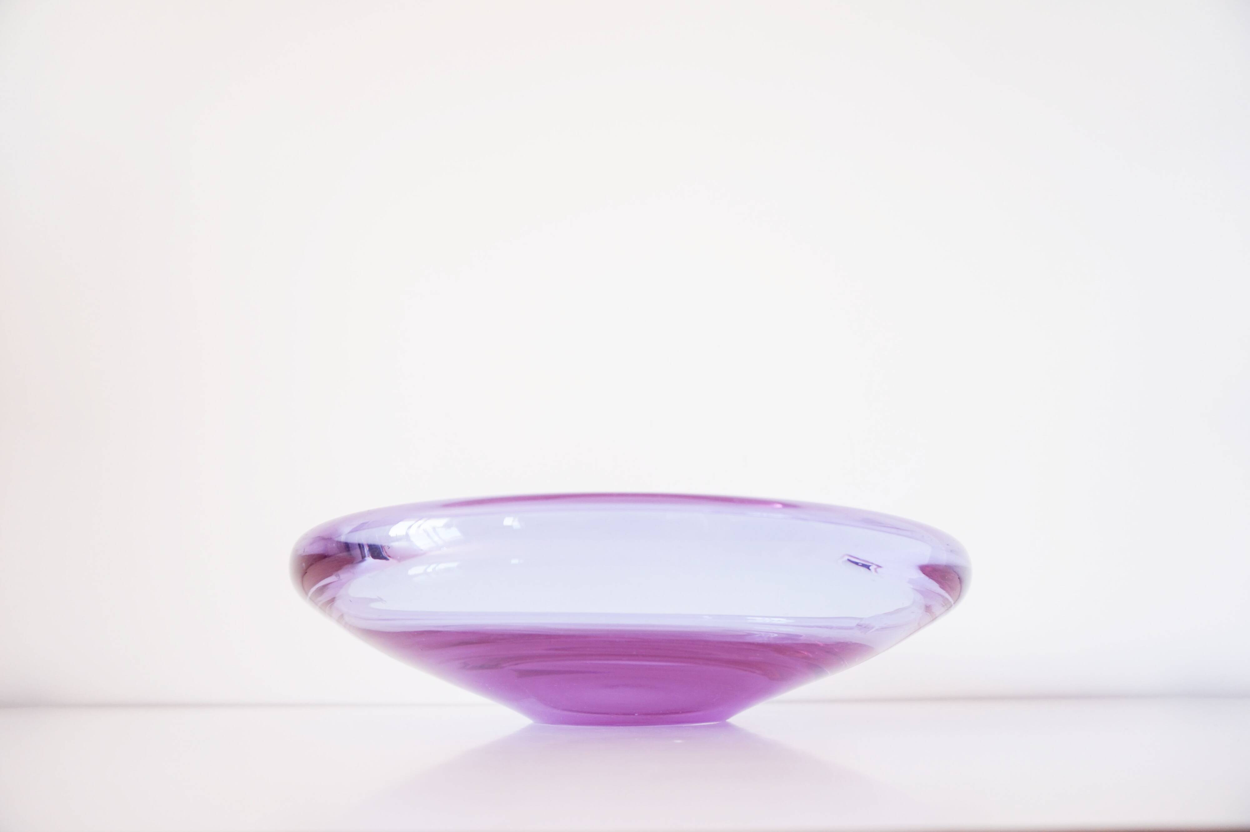 Large purple glass bowl 1970