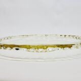 Coupe plate plat verre soufflé moulé coloré jaune miel Pierre D’Avesn Art Déco