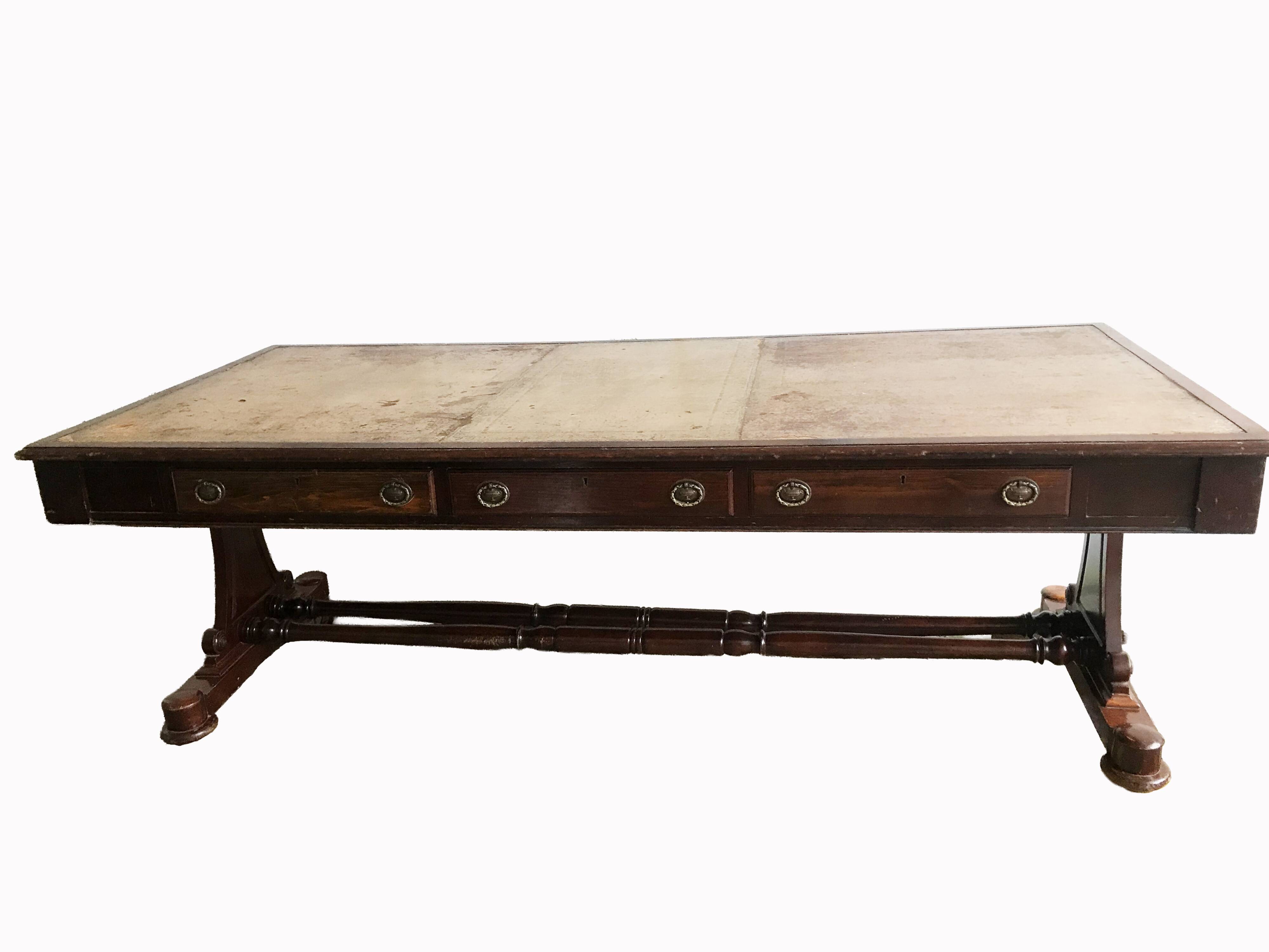 Antique work table with 6 drawers