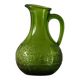 Antique vintage pitcher in green molded glass with floral relief - retro decoration