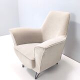 Vintage ivory fabric armchair, Italy