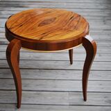 Table basse art déco de forme ronde en palissandre de rio.