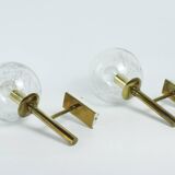 Vintage brass and glass wall lights, 1960s Doria Leuchten
