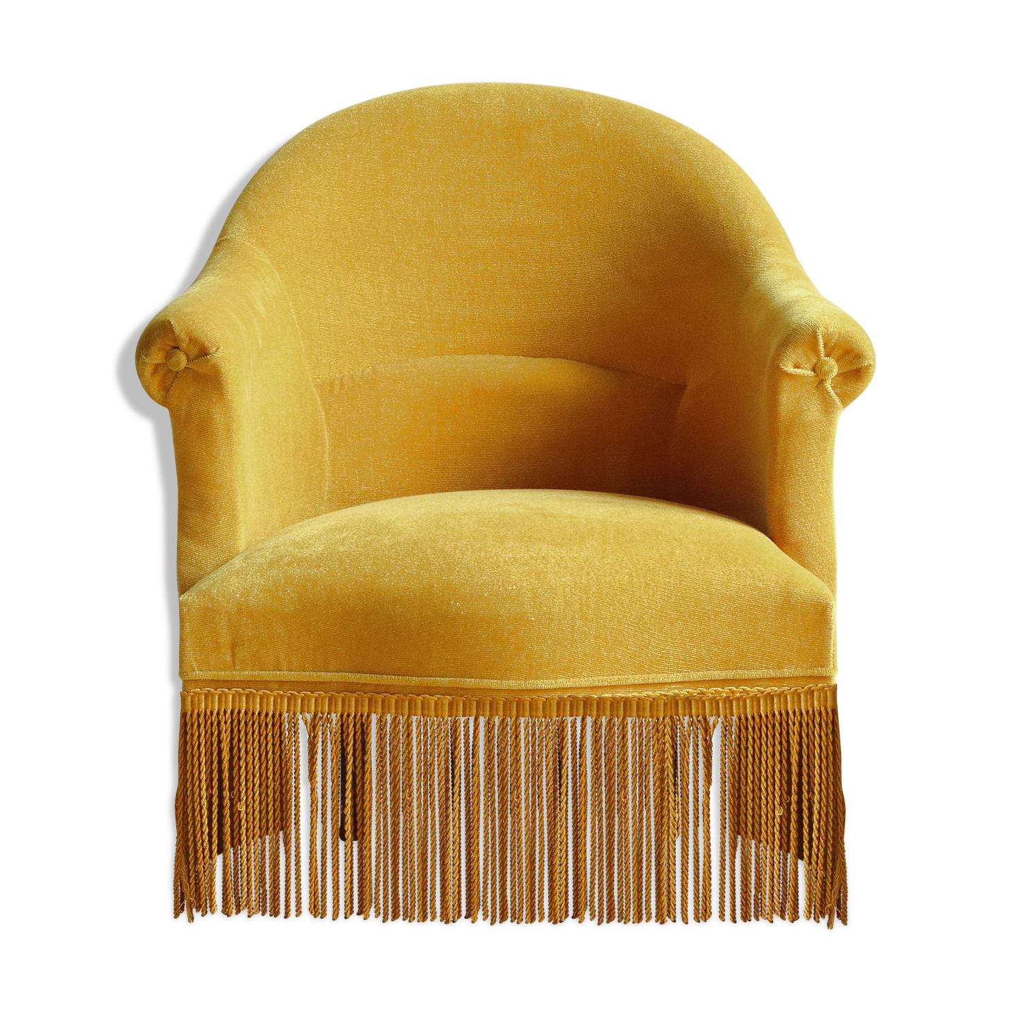 Mustard yellow velvet toad armchair
