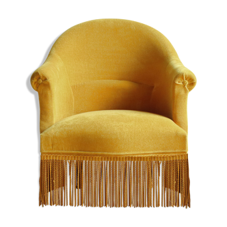 Mustard yellow velvet toad armchair