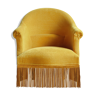 Mustard yellow velvet toad armchair