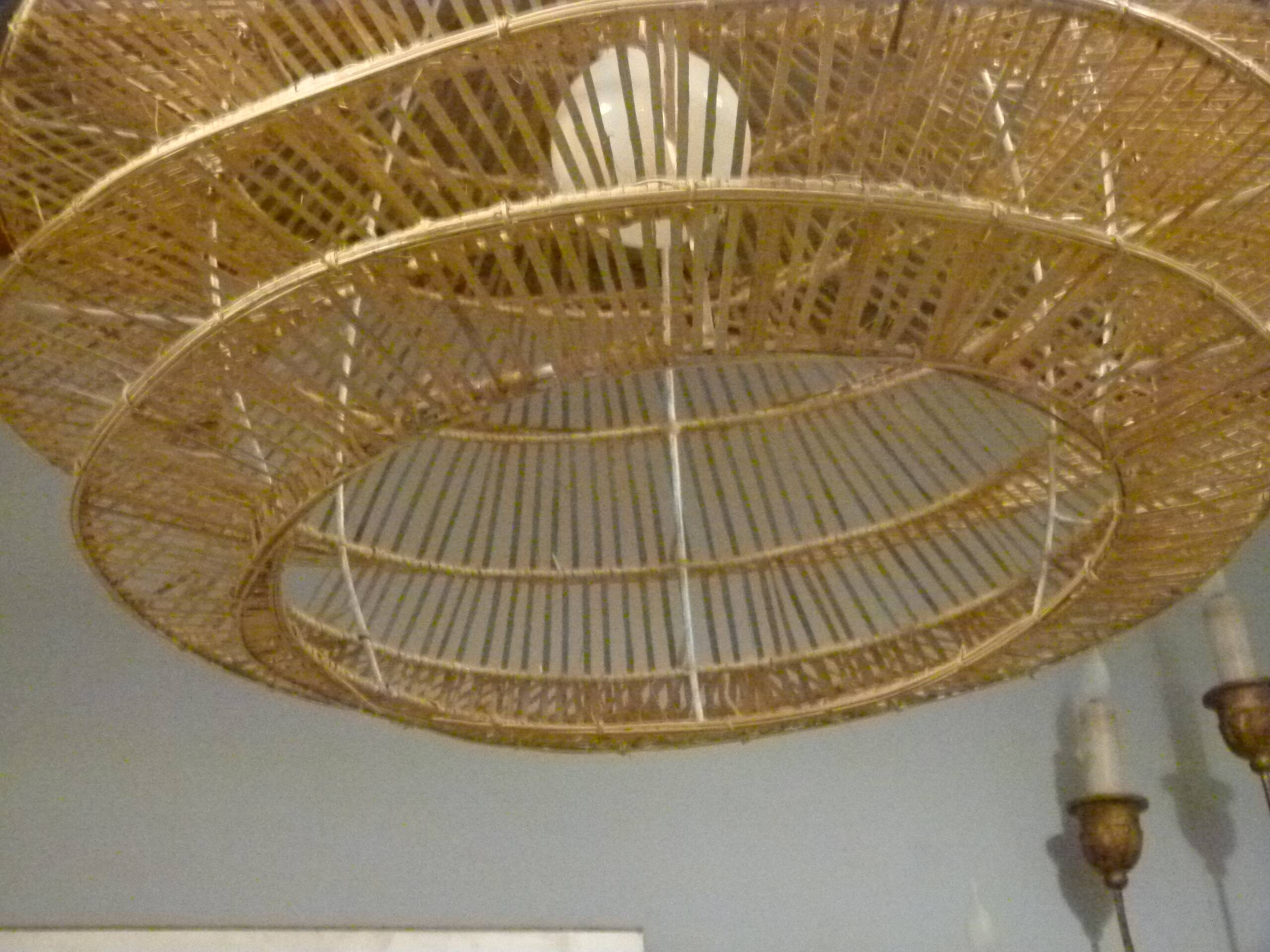 Pair of rattan chandeliers