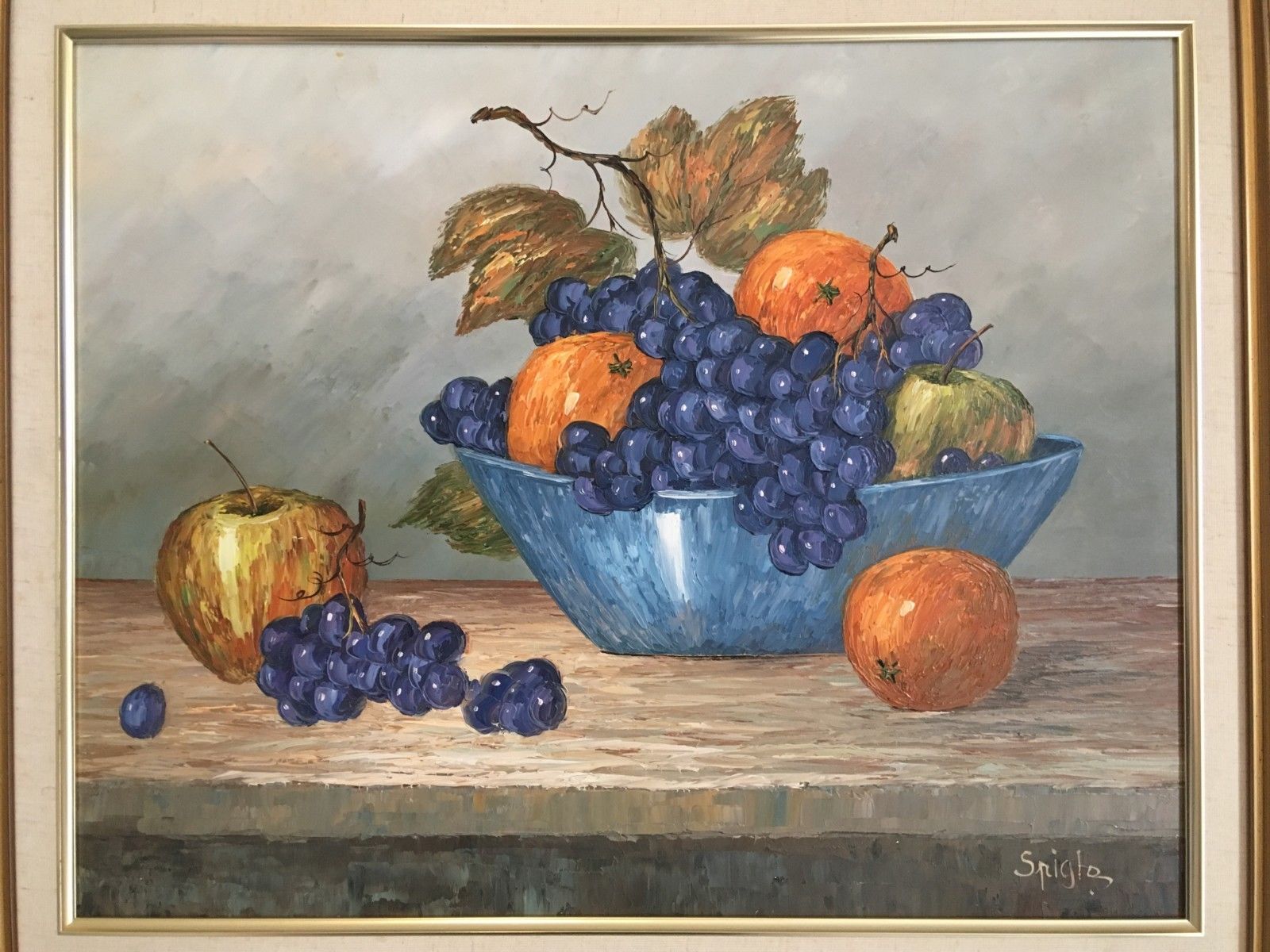 Painting oil on canvas fruit decoration by Lau Spigle