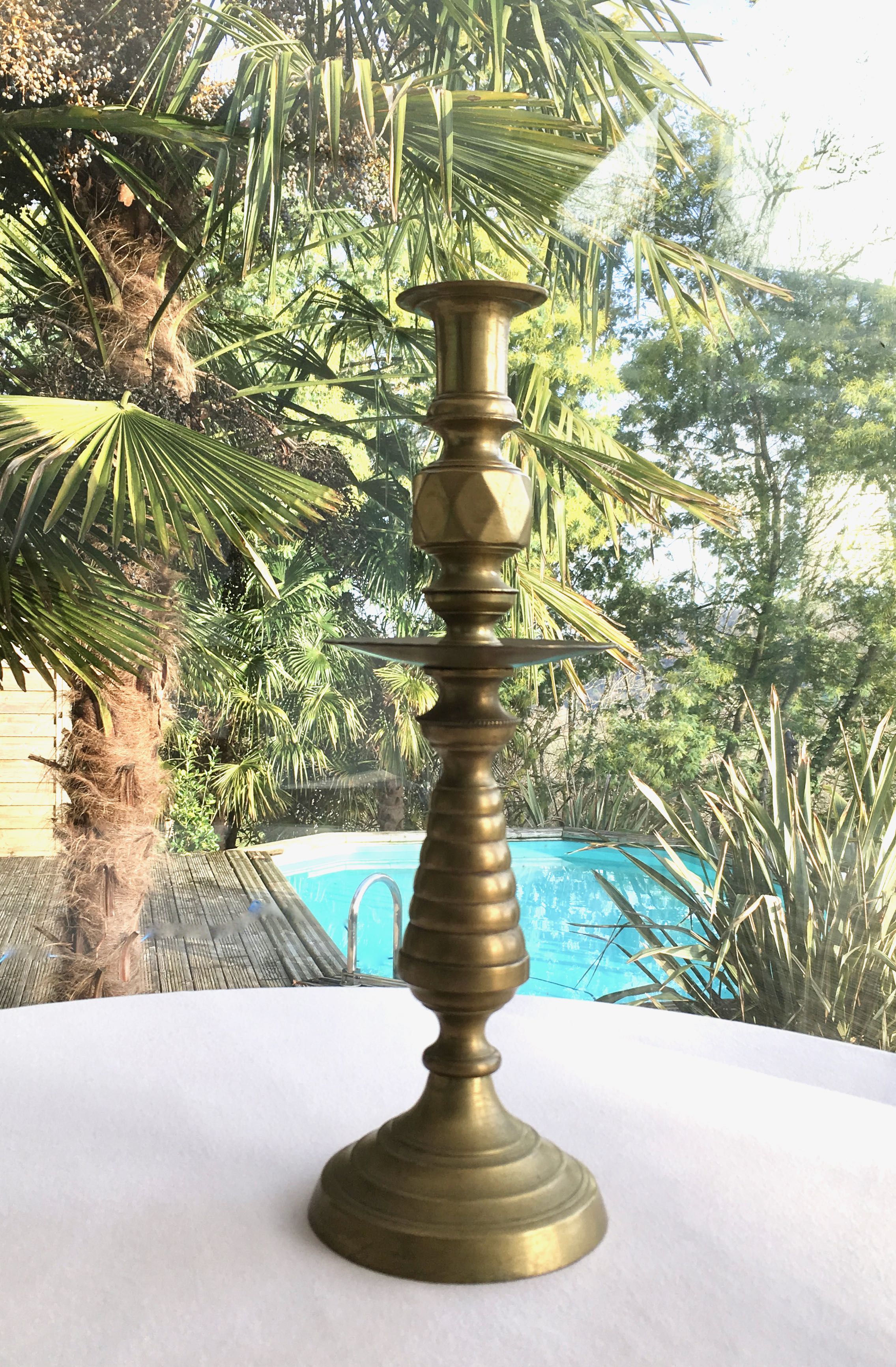 Art deco brass candle holder
