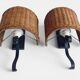 Spanish Mid-Century Wicker And Wrought Iron Wall Sconces, Three Available