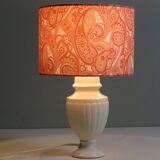Set of 2 ceramic bedside lamps with paisley pattern shade.