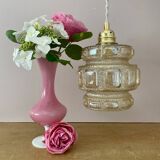 Vintage globe pendant light in amber glass