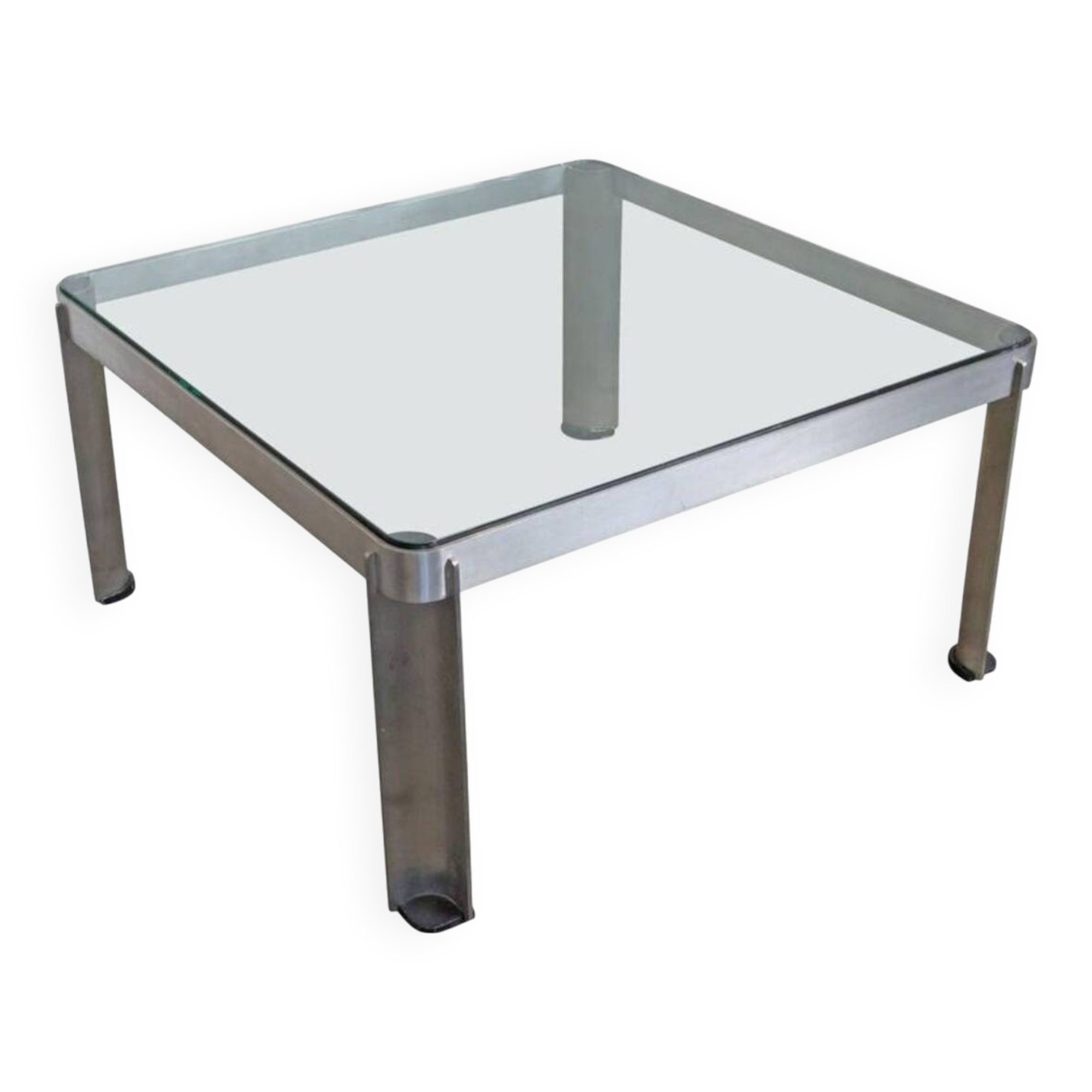 Osvaldo Borsani for Tecno, Steel and Thick Crystal Coffee Table Mod. T113