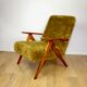 Vintage armchair B-310 VAR vintage khaki / olive long hair Rudy Lis