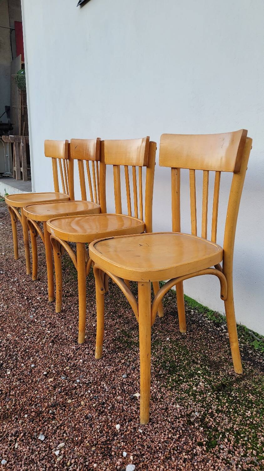 Set of 4 vintage restaurant bistro chairs - 1950s