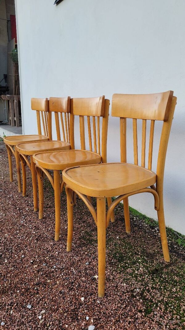 Série de 4 chaises de bistrot restaurant vintage -1950s