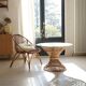 Table basse diabolo en rotin et plateau en verre