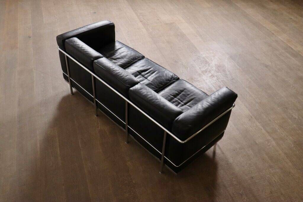 Cassina LC2 three seater sofa by Charlotte Perriand and Le Corbusier, 1980s