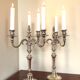 Pair of Louis XVI style silver-plated metal candelabras. Chrysalia house